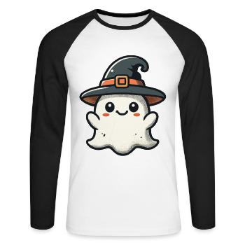 Funny Witch Ghost Spooky Party - Unisex Long Sleeve Baseball T-Shirt - white/black - Front - Nik (191cm)