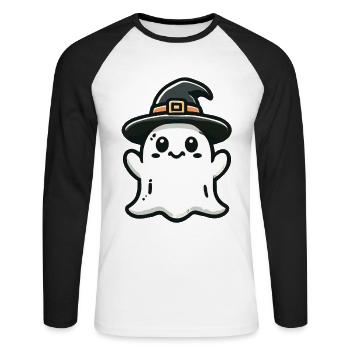 Lustiger Hexen Geist Gespenstische Party - Unisex Baseballshirt langarm - Weiß/Schwarz - Vorne - Nik (191cm)