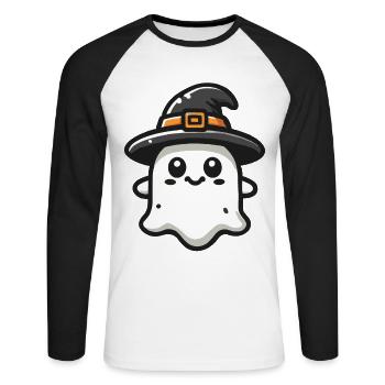 Lustiger Hexen Geist Gespenstische Party - Unisex Baseballshirt langarm - Weiß/Schwarz - Vorne - Nik (191cm)