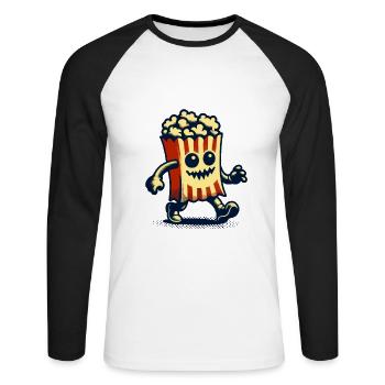 Scary popcorn for scary movies Halloween - Unisex Long Sleeve Baseball T-Shirt - white/black - Front - Nik (191cm)