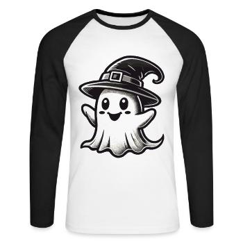 Lustiger Hexen Geist Gespenstische Party - Unisex Baseballshirt langarm - Weiß/Schwarz - Vorne - Nik (191cm)