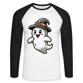 Lustiger Hexen Geist Gespenstische Party - Unisex Baseballshirt langarm - Weiß/Schwarz - Vorne - Nik (191cm)
