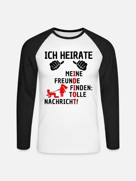 Ich heirate JGA Junggesellenabschied Idiot - Unisex Baseballshirt langarm - Weiß/Schwarz