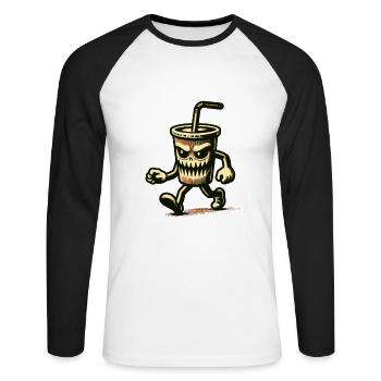 Scary drinking cup Drinks for scary movies - Unisex Long Sleeve Baseball T-Shirt - white/black - Front - Nik (191cm)