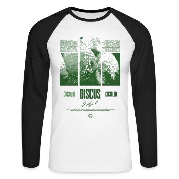 Diskusfisch Buntbarsch Aquarium Fischhalter - Unisex Baseballshirt langarm - Weiß/Schwarz - Vorne - Nik (191cm)