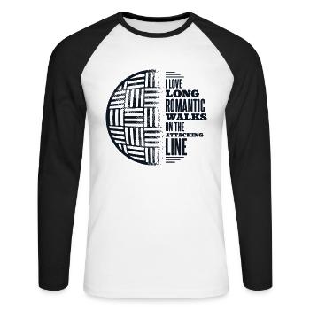 Love Long Romantic Walks On Attacking Line Team - Unisex Long Sleeve Baseball T-Shirt - white/black - Front - Nik (191cm)