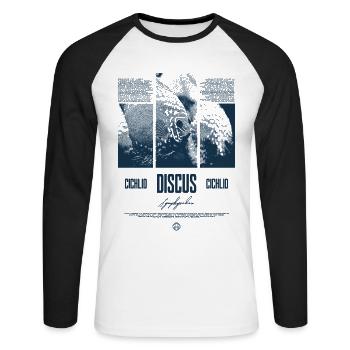 Diskusfisch Buntbarsch Aquarium Fischhalter - Unisex Baseballshirt langarm - Weiß/Schwarz - Vorne - Nik (191cm)