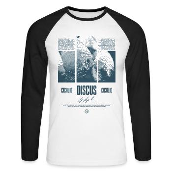 Discus Fish Cichlid Aquarium Fish Keeper - Unisex Long Sleeve Baseball T-Shirt - white/black - Front - Nik (191cm)