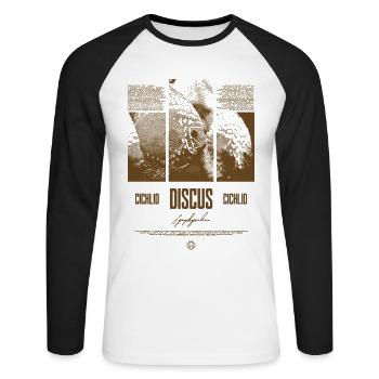 Discus Fish Cichlid Aquarium Fish Keeper - Unisex Long Sleeve Baseball T-Shirt - white/black - Front - Nik (191cm)