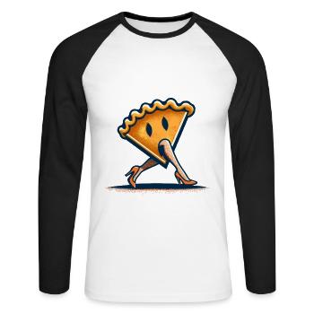 Pumpkin Pie Ghoul Delicious Halloween Design - Unisex Long Sleeve Baseball T-Shirt - white/black - Front - Nik (191cm)
