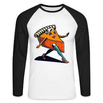 Funny Pumpkin Pie Ghoul Creepy Horror Movies - Unisex Long Sleeve Baseball T-Shirt - white/black - Front - Nik (191cm)