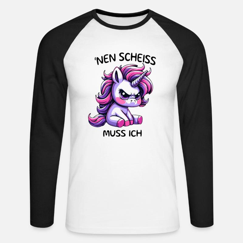 Nen Scheiss Muss ich - Unisex Baseballshirt langarm - Weiß/Schwarz