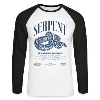 Ball Python Moderne Reptilienwärter Streetwear - Unisex Baseballshirt langarm - Weiß/Schwarz - Vorne - Nik (191cm)