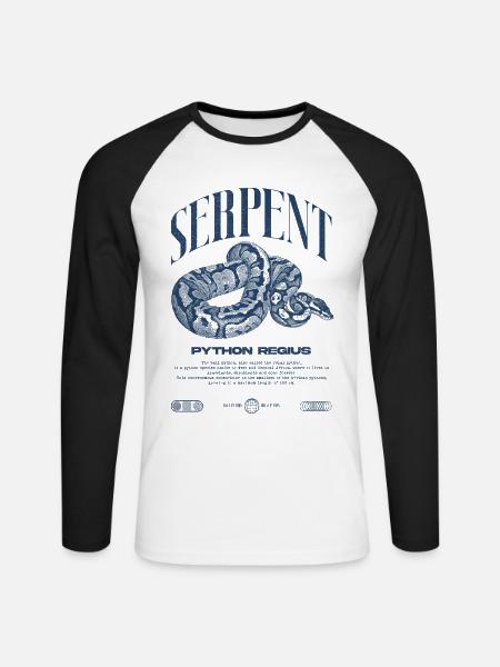 Ball Python Moderne Reptilienwärter Streetwear - Unisex Baseballshirt langarm - Weiß/Schwarz