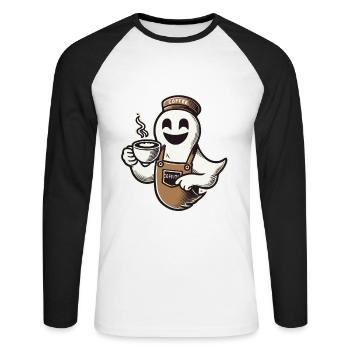 Kaffeeliebhaber Barista Geist Lustiger Kaffee - Unisex Baseballshirt langarm - Weiß/Schwarz - Vorne - Nik (191cm)