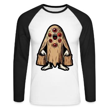 Gespenstische Party Trick Or Treat Halloween - Unisex Baseballshirt langarm - Weiß/Schwarz - Vorne - Nik (191cm)
