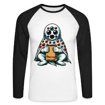 Spooky Party Funny Halloween - Unisex Long Sleeve Baseball T-Shirt - white/black - Front - Nik (191cm)