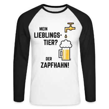 Mein Lieblingstier? Der Zapfhahn! (Bier / 2C) - Unisex Baseballshirt langarm - Weiß/Schwarz - Vorne - Nik (191cm)