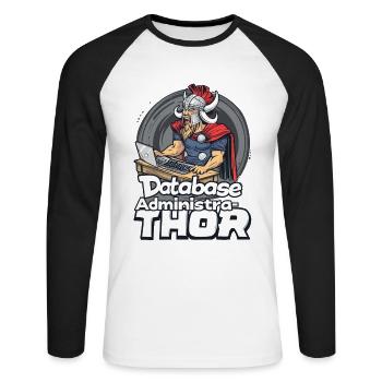 Viking Databaseadministra-thor Nerdy - Unisex Long Sleeve Baseball T-Shirt - white/black - Front - Nik (191cm)
