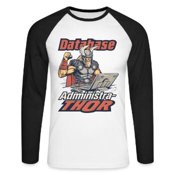 Viking Databaseadministra-thor Nerdy - Unisex Baseballshirt langarm - Weiß/Schwarz - Vorne - Nik (191cm)