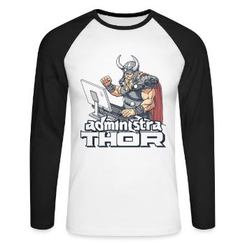 Viking Databaseadministra-thor Nerdy - Unisex Baseballshirt langarm - Weiß/Schwarz - Vorne - Nik (191cm)
