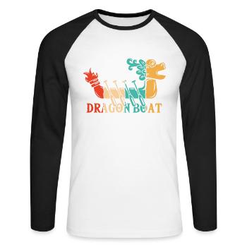 Dragon Boat Pagayeur Tambour Équipe Lover Dragon Boat - T-shirt baseball manches longues Homme - blanc/noir - Devant - Nik (191cm)