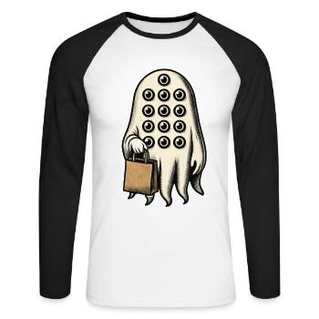 Spooky Party Funny Halloween Streetwear - Unisex Long Sleeve Baseball T-Shirt - white/black - Front - Nik (191cm)
