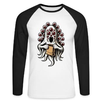 Gespenstische Party Lustiges Halloween Streetwear - Unisex Baseballshirt langarm - Weiß/Schwarz - Vorne - Nik (191cm)