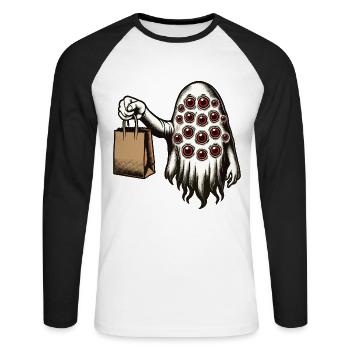 Spooky Party Trick Or Treat Halloween - Unisex Long Sleeve Baseball T-Shirt - white/black - Front - Nik (191cm)