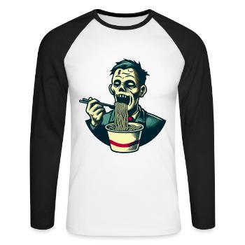 Zombie Ramen Noodles For Scary Movies Japanese - Unisex Long Sleeve Baseball T-Shirt - white/black - Front - Nik (191cm)