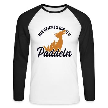 Mir reichts ich geh Paddeln Tambour Équipe Paddler - T-shirt baseball manches longues Homme - blanc/noir - Devant - Nik (191cm)