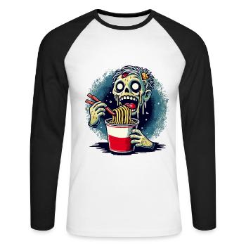 Zombie Ramen Noodles For Scary Movies Japanese - Unisex Long Sleeve Baseball T-Shirt - white/black - Front - Nik (191cm)