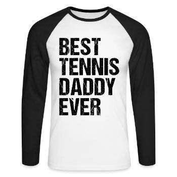 Best Tennis Daddy Ever - Unisex Baseballshirt langarm - Weiß/Schwarz - Vorne - Nik (191cm)