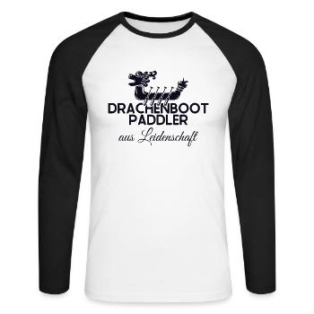Drachenboot Paddler Aus Leidenschaft Team Lover - T-shirt baseball manches longues Homme - blanc/noir - Devant - Nik (191cm)