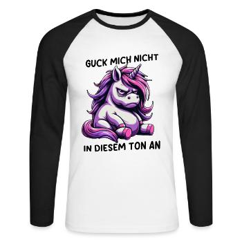 Ne me regarde pas sur ce ton - T-shirt baseball manches longues Homme - blanc/noir - Devant - Nik (191cm)