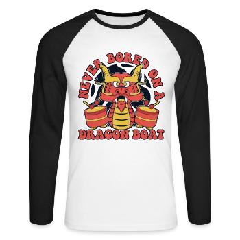 Jamais ennuyé sur un amoureux de l’équipe de batteurs de dragon - T-shirt baseball manches longues Homme - blanc/noir - Devant - Nik (191cm)