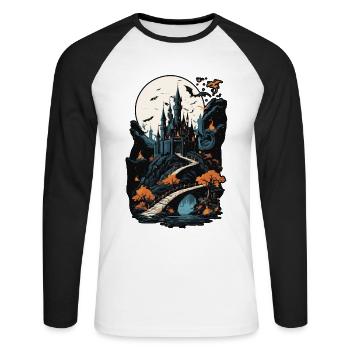 Spooky Haunted Castle Magical Haunted Castle - Unisex Long Sleeve Baseball T-Shirt - white/black - Front - Nik (191cm)