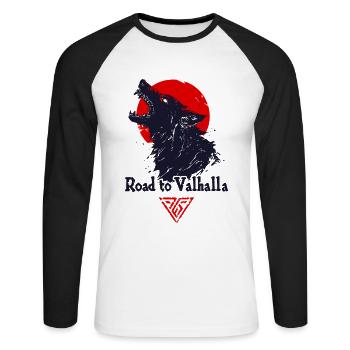 Howling Wolf Road to Valhalla Moon - Unisex Long Sleeve Baseball T-Shirt - white/black - Front - Nik (191cm)