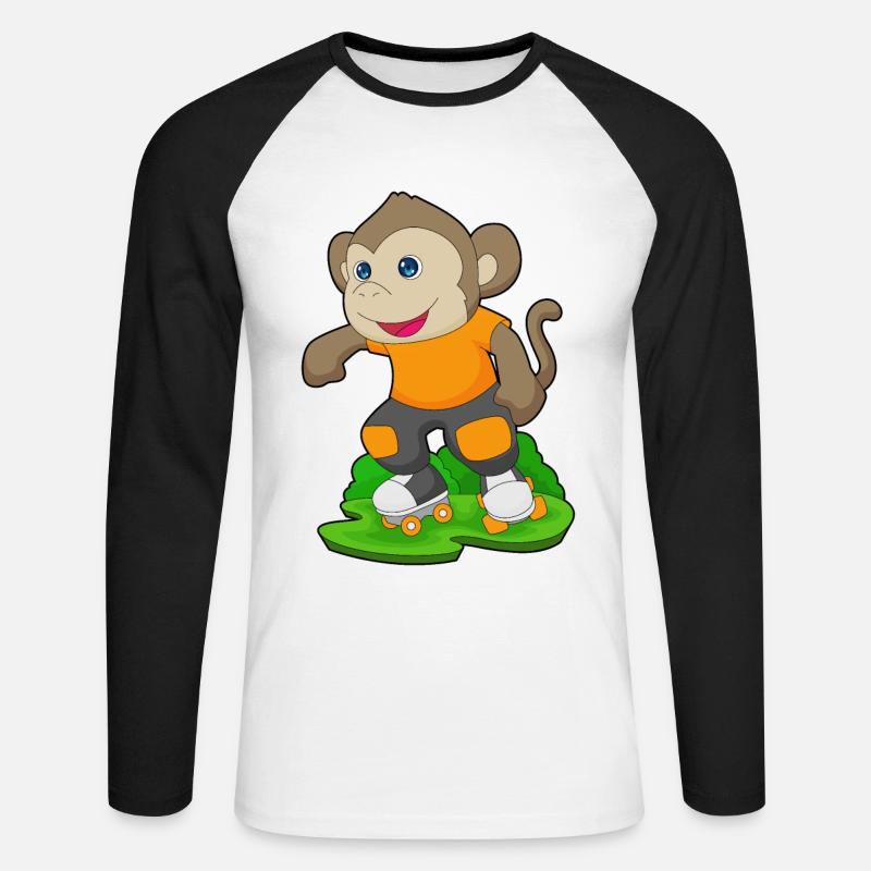 Monkey Rollers Rollers Rollers - T-shirt baseball manches longues Homme - blanc/noir