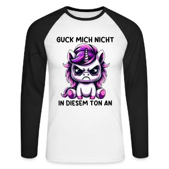 Ne me regarde pas sur ce ton - T-shirt baseball manches longues Homme - blanc/noir - Devant - Nik (191cm)