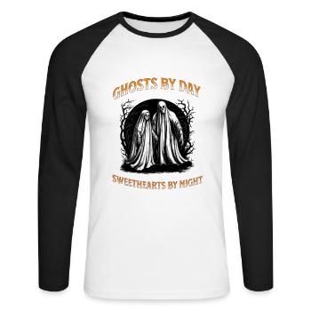 Ghosts by day sweethearts by night - Unisex Long Sleeve Baseball T-Shirt - white/black - Front - Nik (191cm)