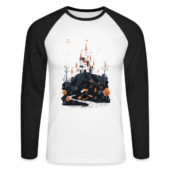 Spooky Haunted Castle Magical Haunted Castle - Unisex Long Sleeve Baseball T-Shirt - white/black - Front - Nik (191cm)