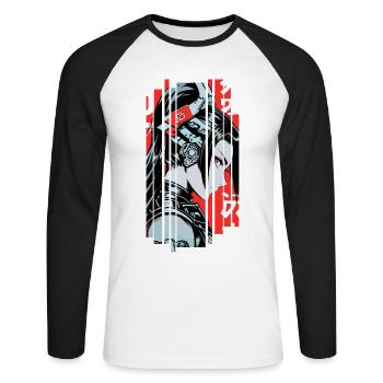 Woman Cyborg japon rouge - T-shirt baseball manches longues Homme - blanc/noir - Devant - Nik (191cm)