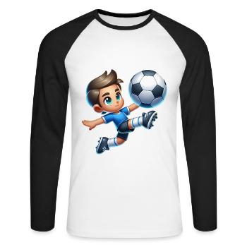 Fußball - Unisex Baseballshirt langarm - Weiß/Schwarz - Vorne - Nik (191cm)