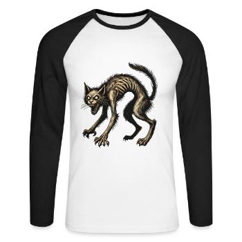Magical Witch Cat Horrific Horror Cat - Unisex Long Sleeve Baseball T-Shirt - white/black - Front - Nik (191cm)
