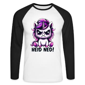 Heid Ned - Unisex Baseballshirt langarm - Weiß/Schwarz - Vorne - Nik (191cm)