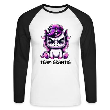 Team Grantig - Unisex Baseballshirt langarm - Weiß/Schwarz - Vorne - Nik (191cm)
