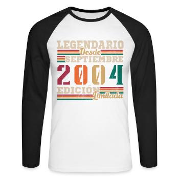 Légendaire depuis 2004 Septembre - T-shirt baseball manches longues Homme - blanc/noir - Devant - Nik (191cm)