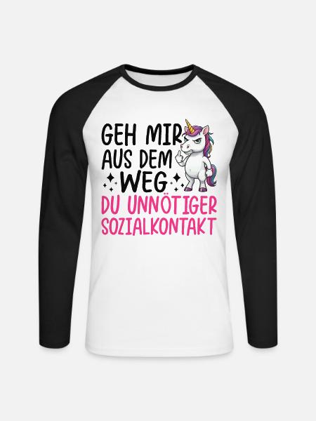 Geh Mir Aus Dem Weg Du Unnötiger Sozialkontakt - Unisex Baseballshirt langarm - Weiß/Schwarz