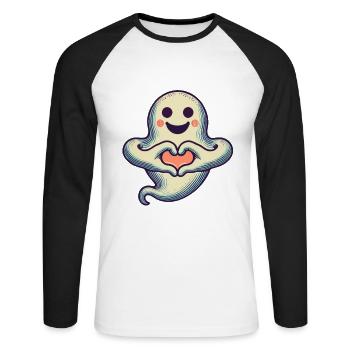 My Halloween Boo Cute Love Ghost - Unisex Long Sleeve Baseball T-Shirt - white/black - Front - Nik (191cm)